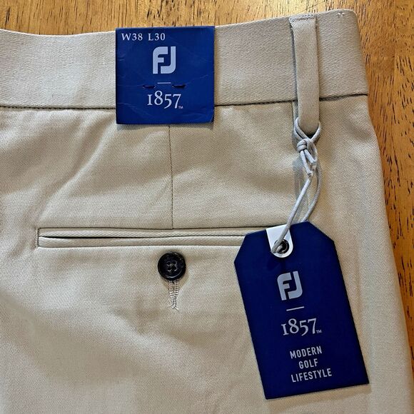 Footjoy Mens Golf Trousers 38x30‎ Tan 1857 Sueded Cotton Twill 29009 NWT - Picture 12 of 12